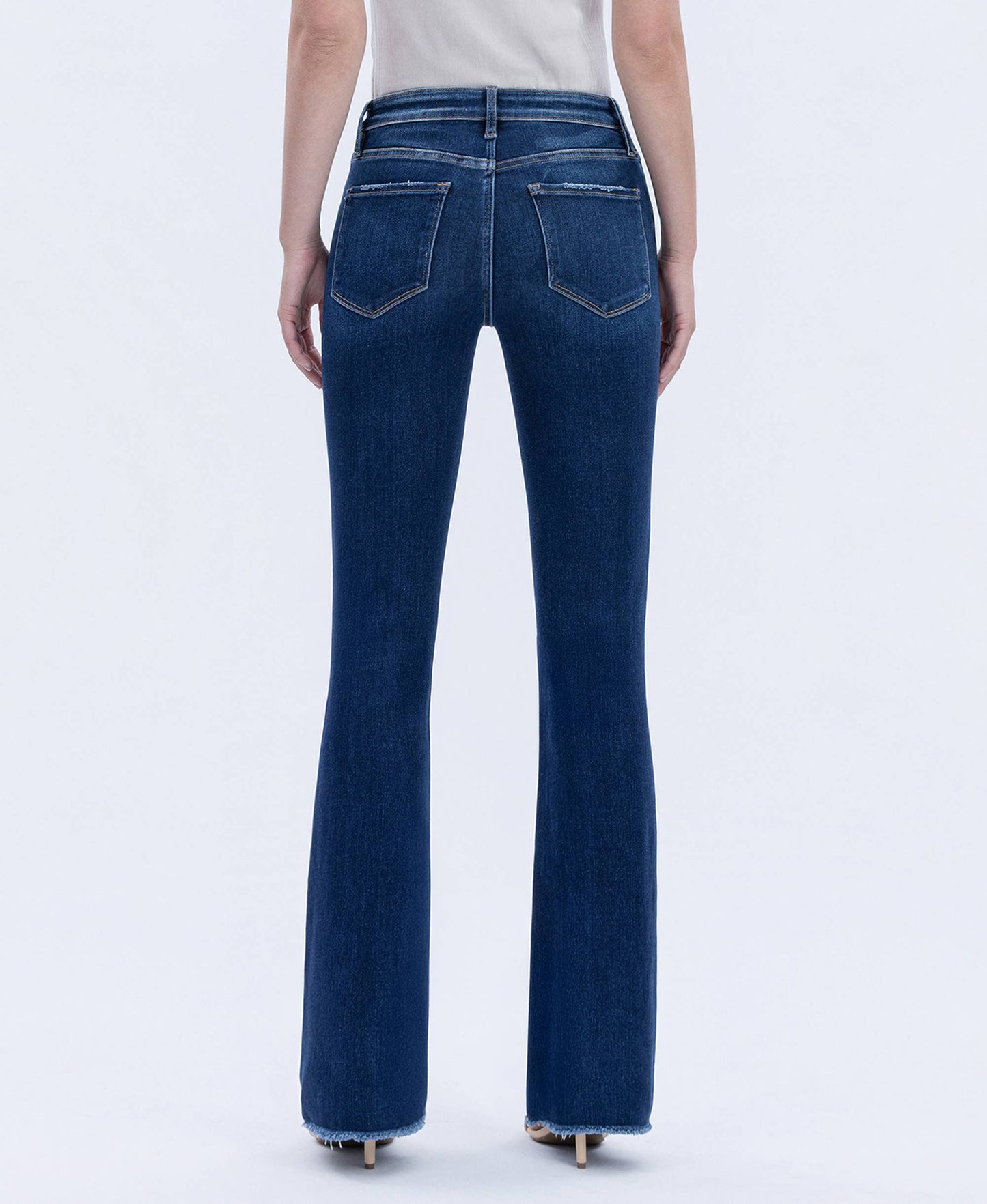 HIGH RISE RAW HEM DARK WASH BOOTCUT JEANS LV1202N