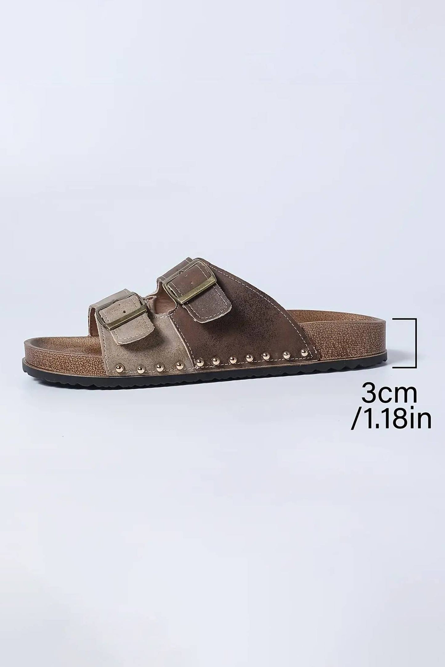 Two-tone Retro Buckle Straps Hollowed Faux Suede Slippers