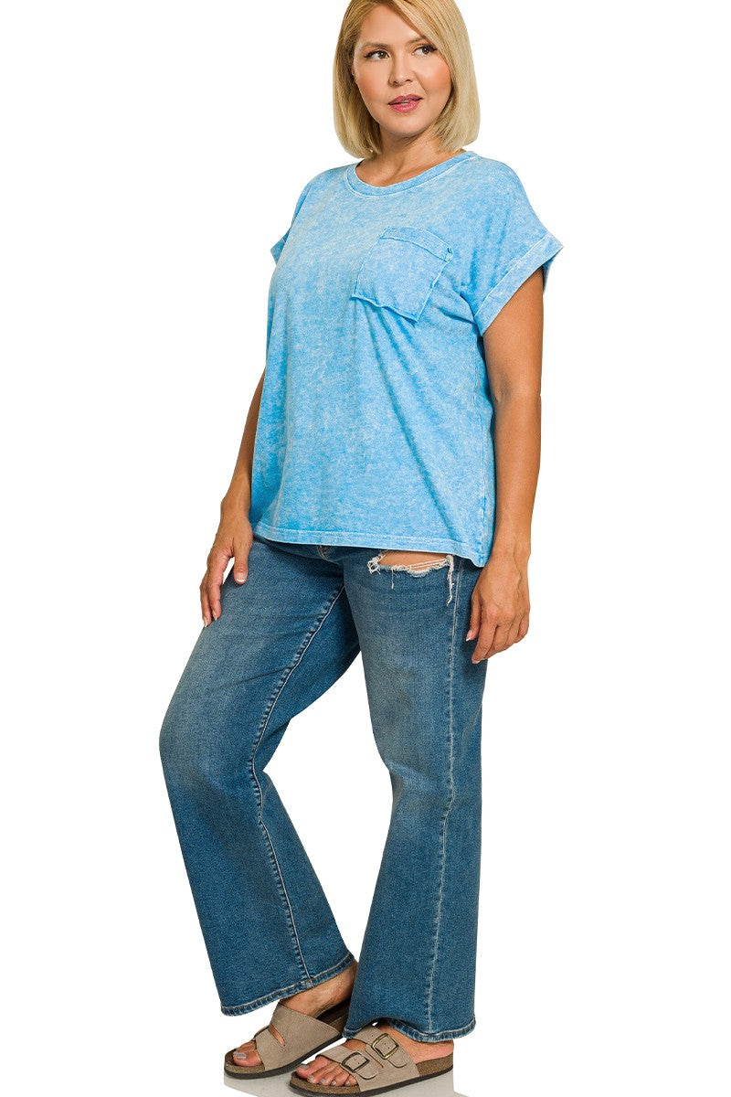 Plus Halo Snow Washed Cuffed Short Sleeve Tee