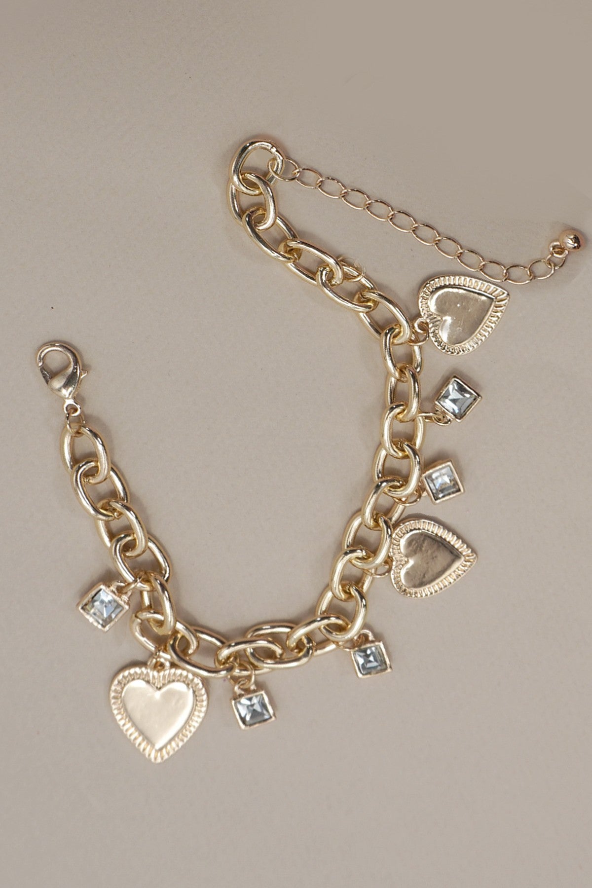 Charm Bracelet-heart Rhinestone Charms