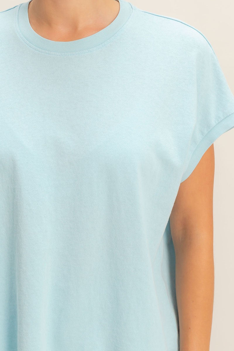 Capped Sleeve Mineral Wash T-shirt