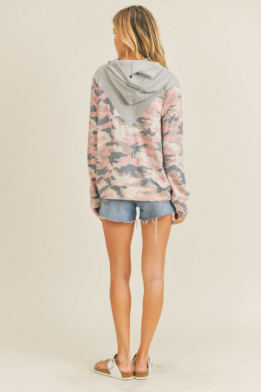 Camoflauge Chevron Hoodie Top