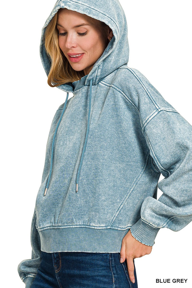 Acid Wash Fleece Hoodie