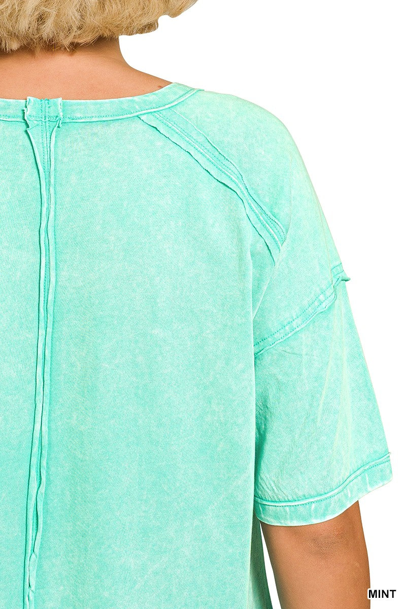 Plus Acid Washed Round Neck T-shirts