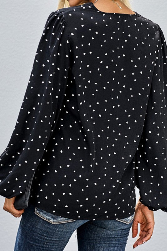 V-neck Print Oversize Blouse