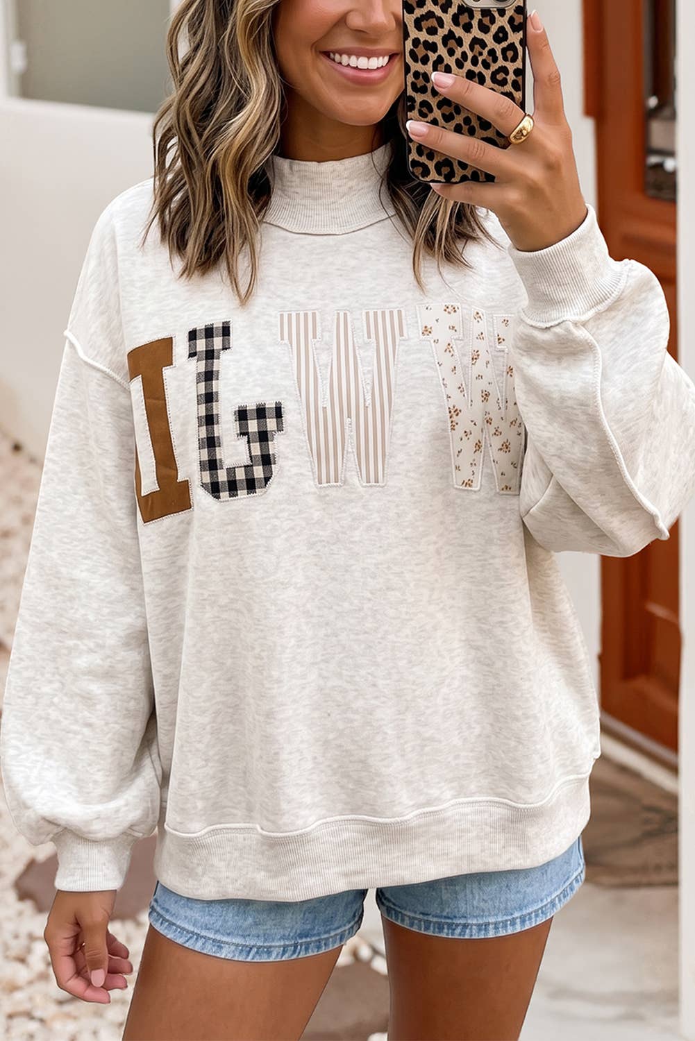F/W26 WWJD Embroidered Patch Mock Neck Sweatshirt| S-4X