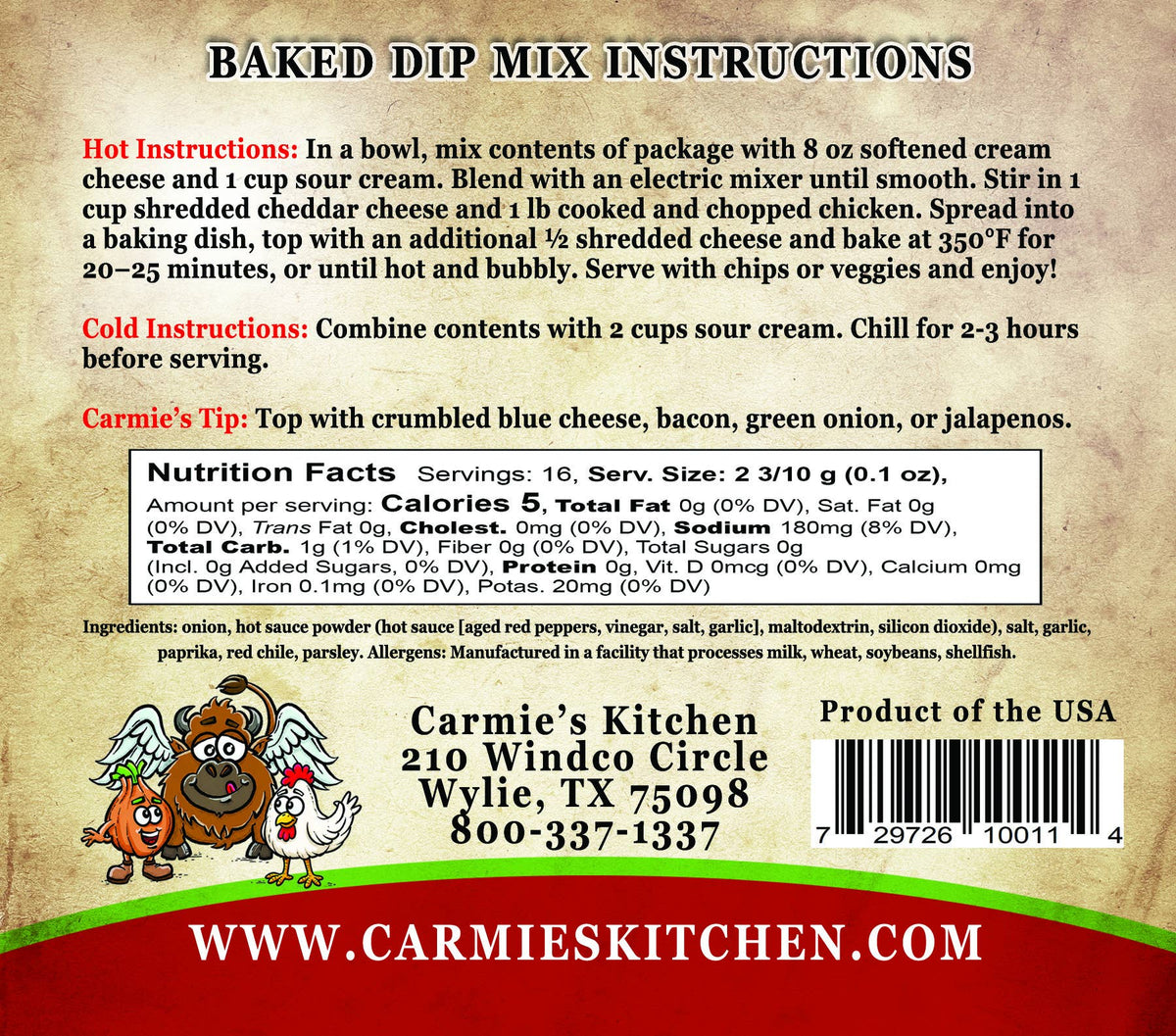 Buffalo Chicken Baked Dip Mix