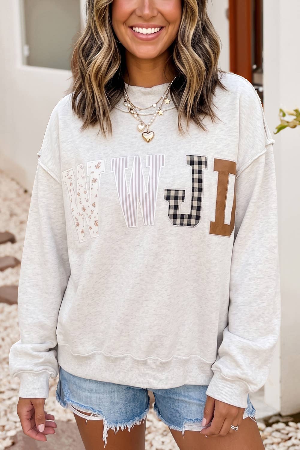 F/W26 WWJD Embroidered Patch Mock Neck Sweatshirt| S-4X