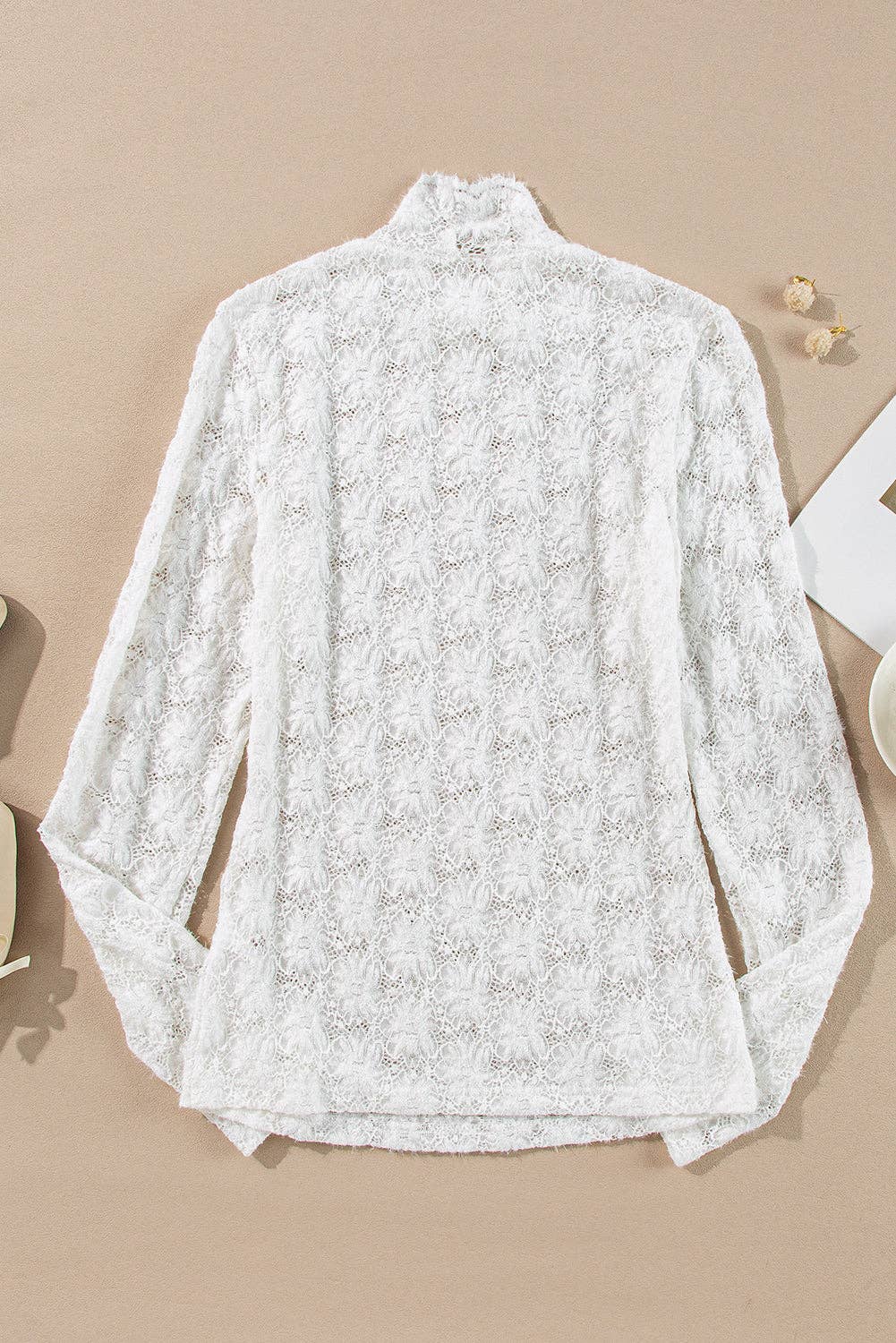 Floral Lace High Neck Long Sleeve Top