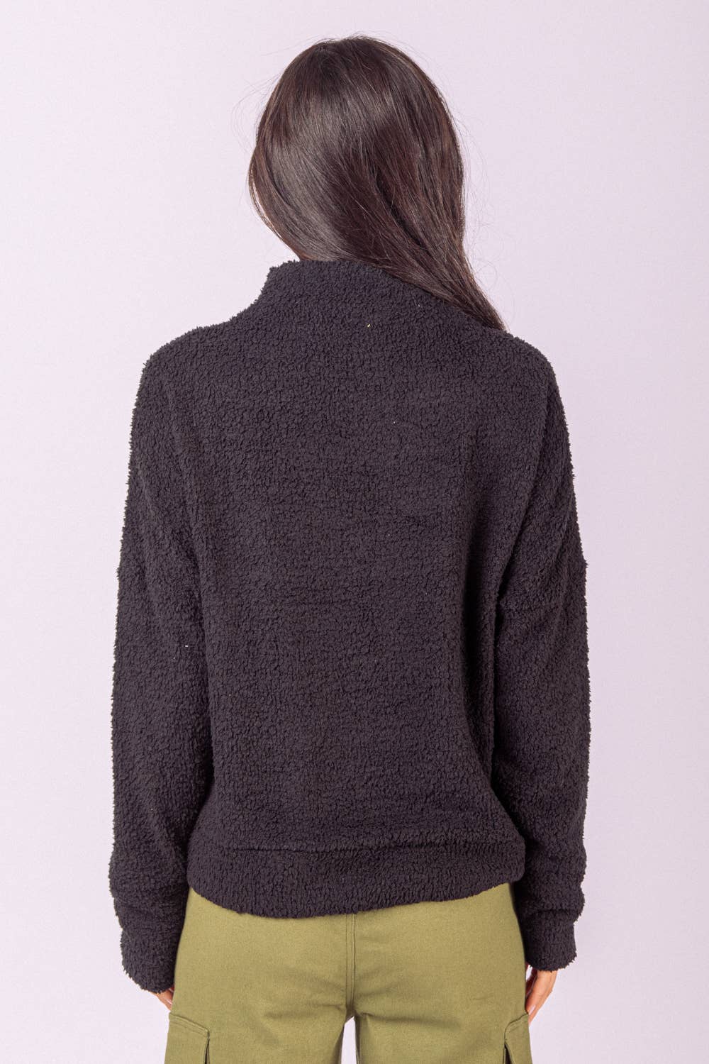 NT11236-Fuzzy Soft Textured Cozy Solid Knit Top