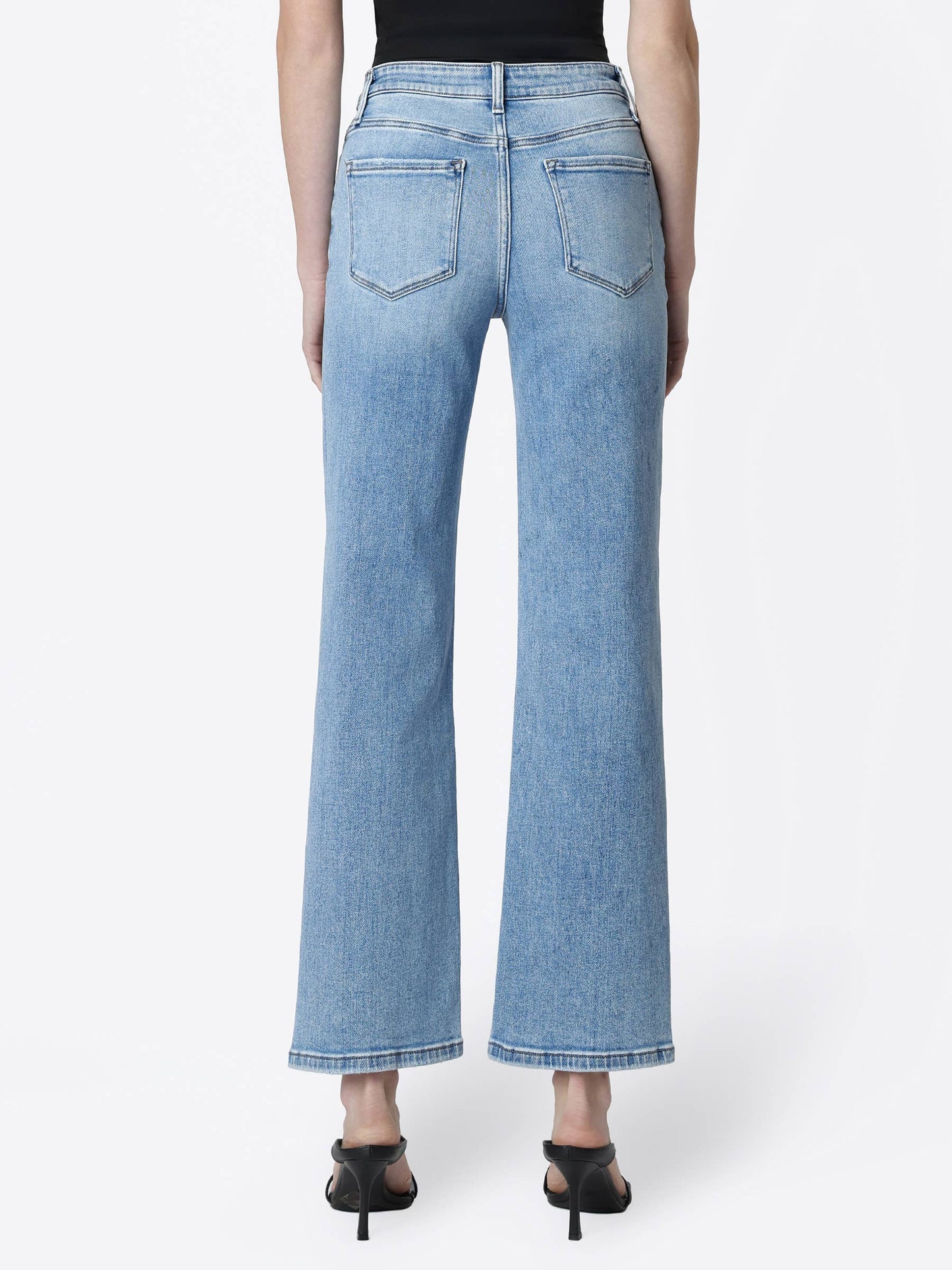 HIGH RISE DISTRESSED HEM SLIM WIDE JEANS LV1998