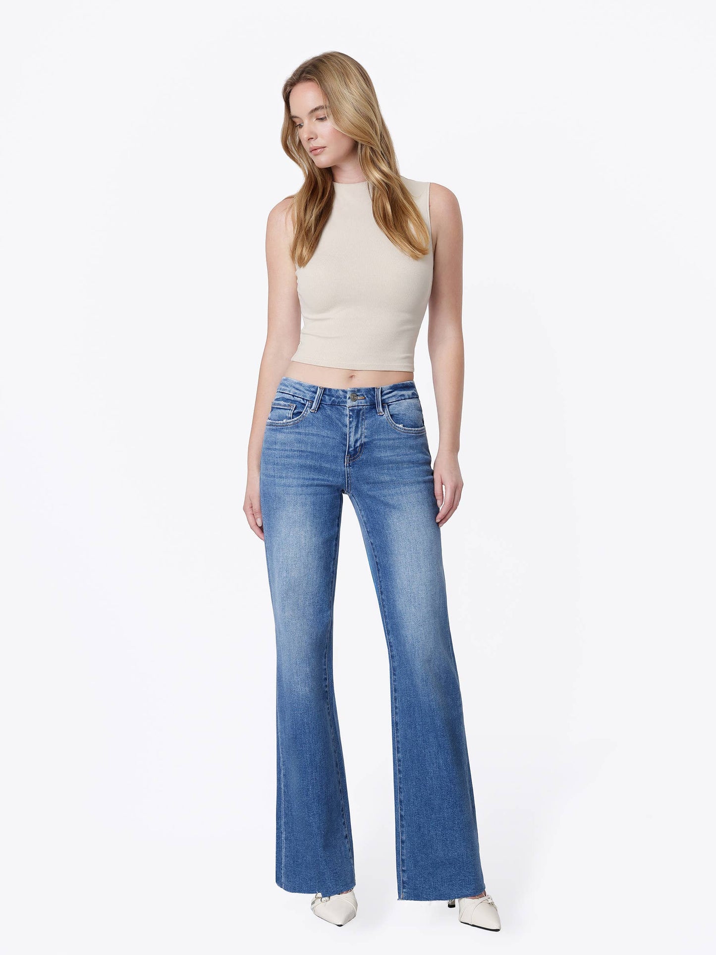MID RISE SEAMLESS WAISTBAND VINTAGE FLARE JEANS LV2177