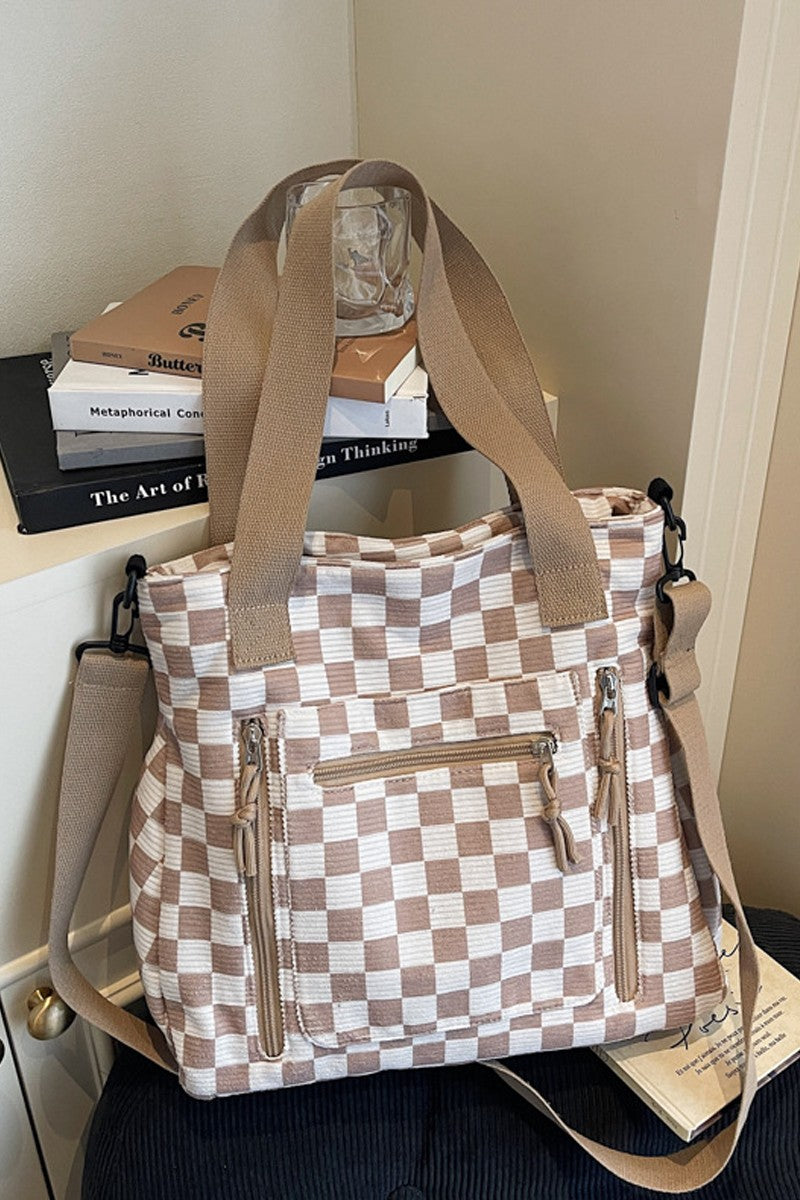 Checkmate Carry All Corduroy Tote Bag