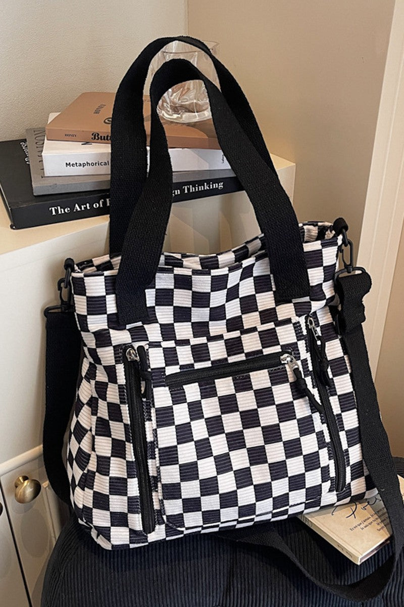 Checkmate Carry All Corduroy Tote Bag