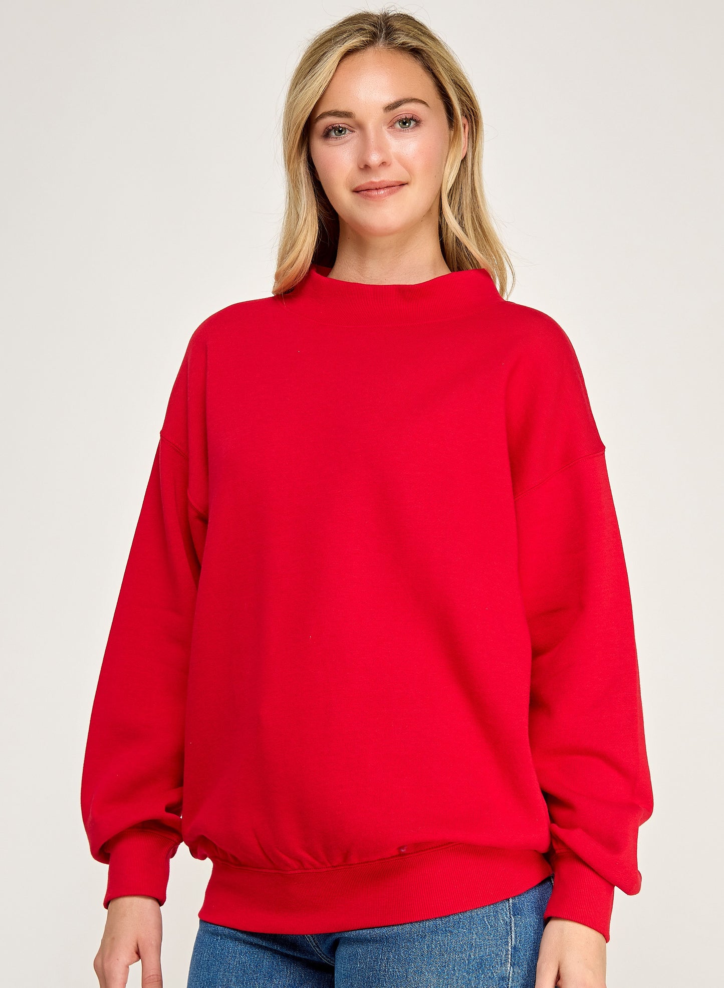 Fleece Relaxed Fit Oversized Mockneck Sweatshirt