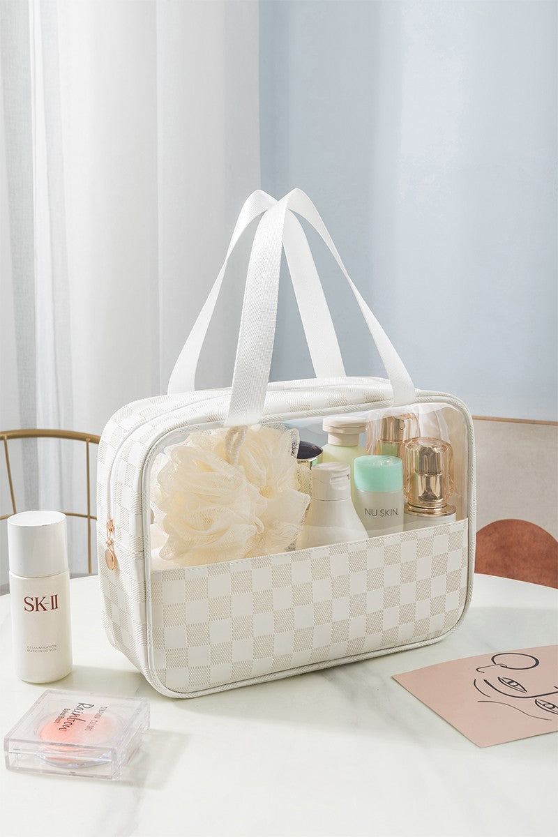 Checkered Pattern Travel Clear Bag