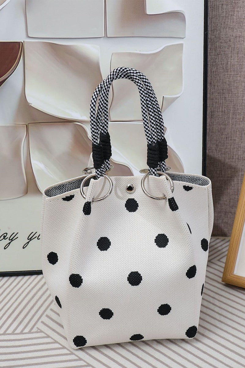 GEOMETRIC KNITTED BUCKET TOTE BAG