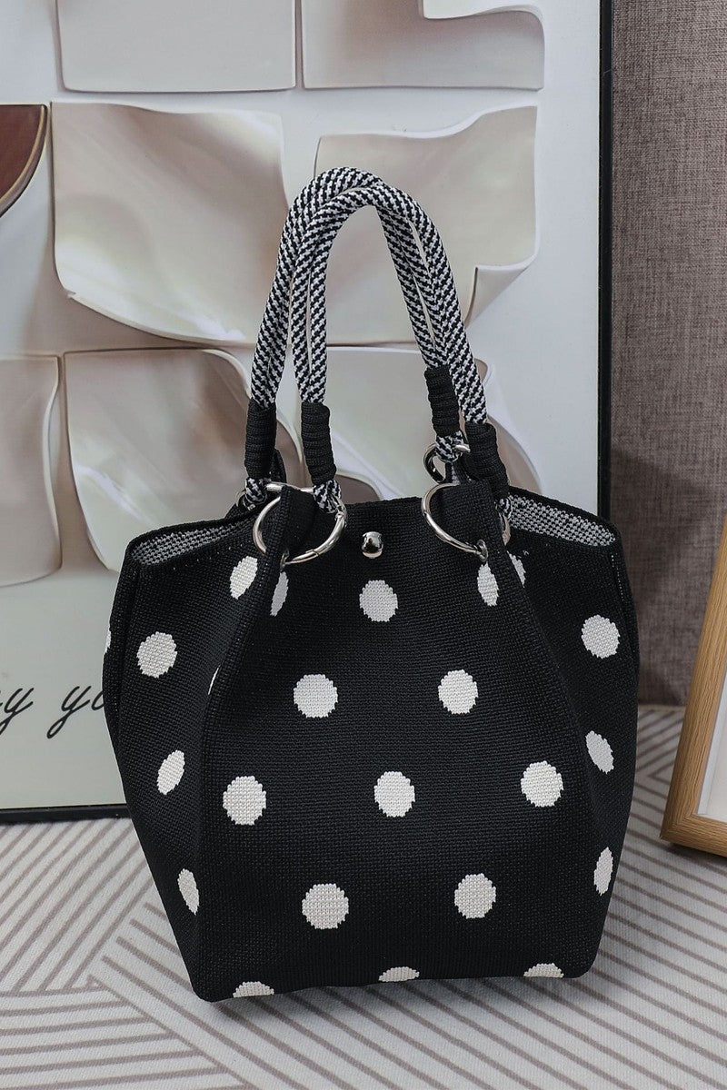 GEOMETRIC KNITTED BUCKET TOTE BAG