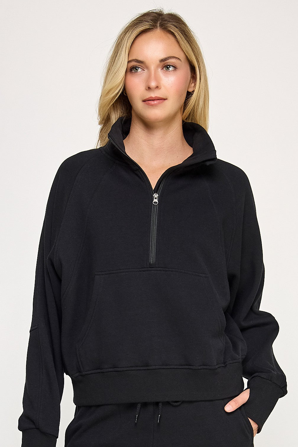 Fleece Half Zip Up With Thumbholes