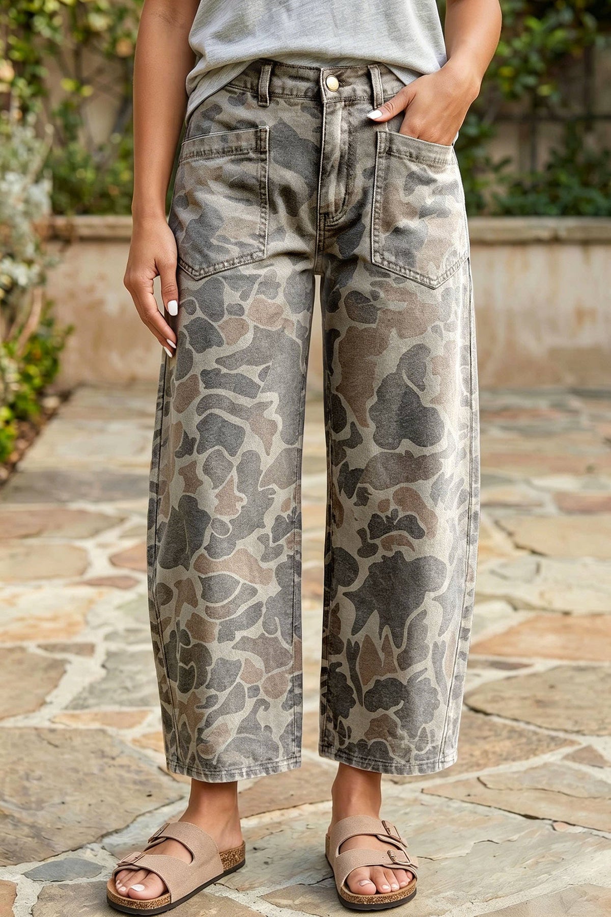 F/W26 HOT Camouflage Ankle Length Casual Shift Jeans