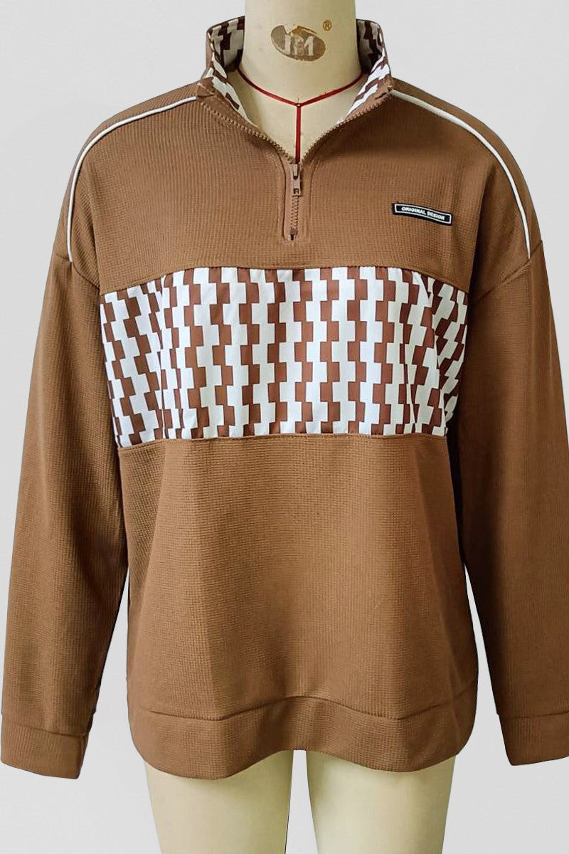 High Neck Half Zip-up Oversize Sweatshirt