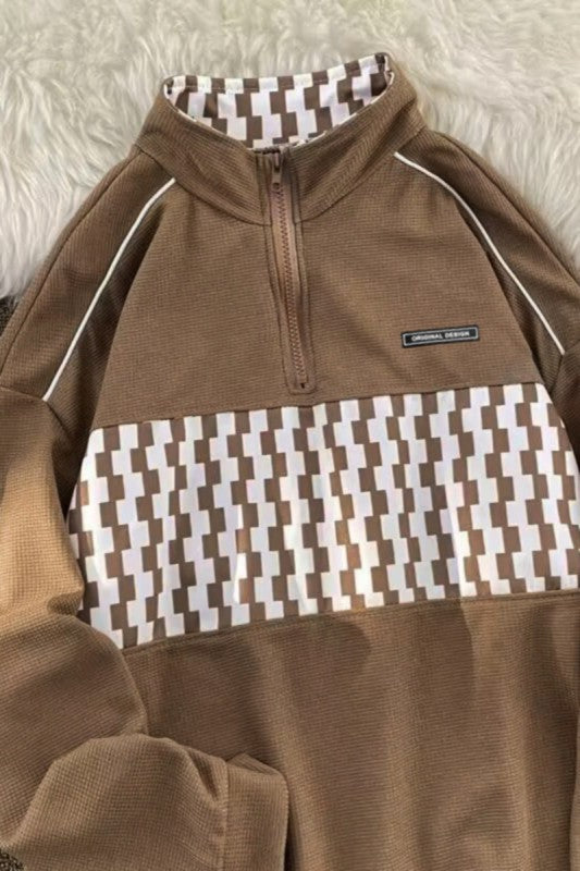 High Neck Half Zip-up Oversize Sweatshirt