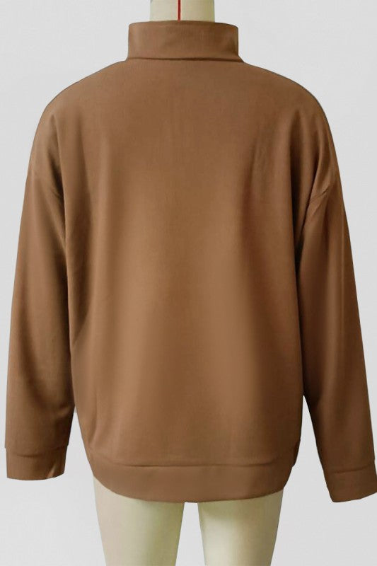 High Neck Half Zip-up Oversize Sweatshirt