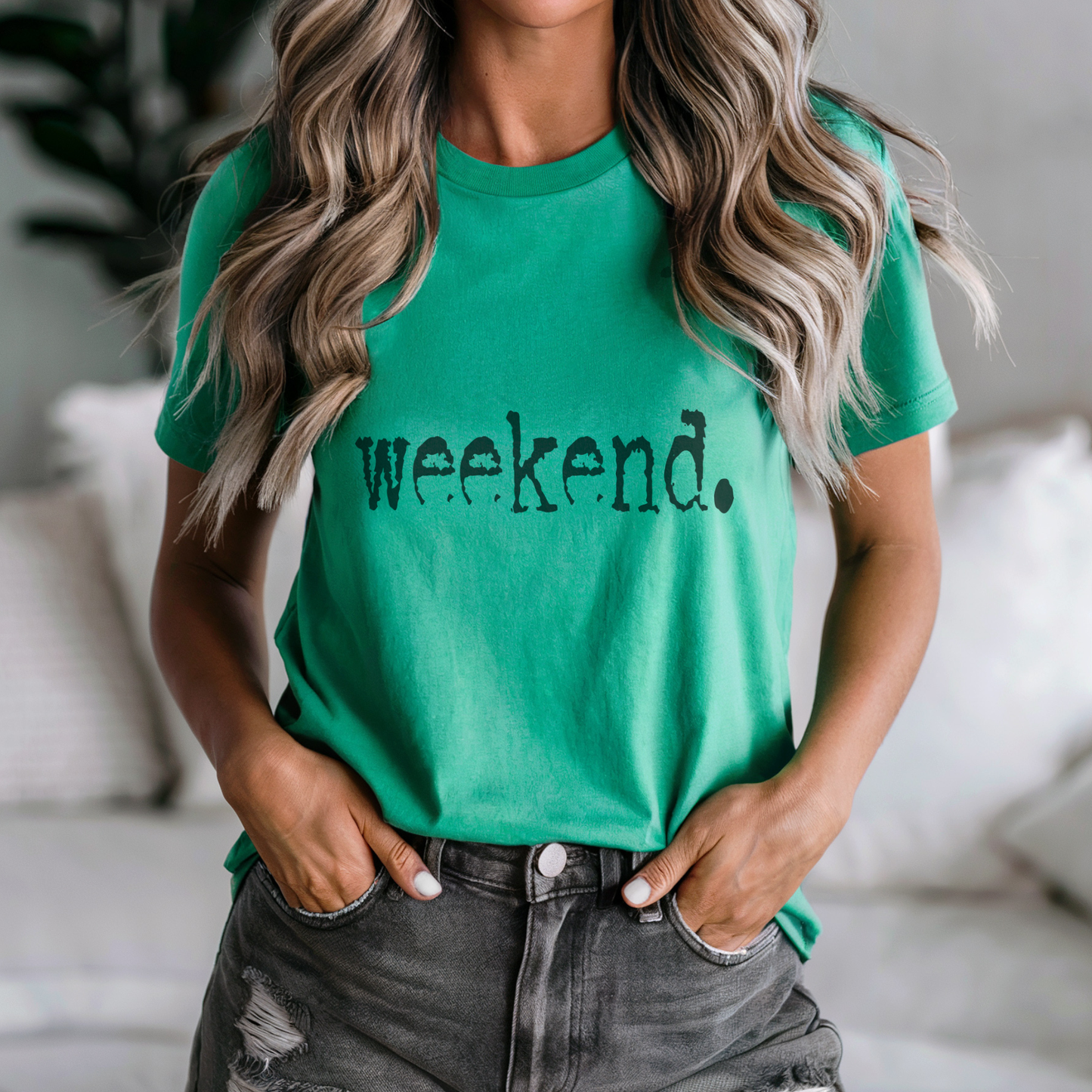 Weekend. Distressed Typography Funny Graphic T-Shirt