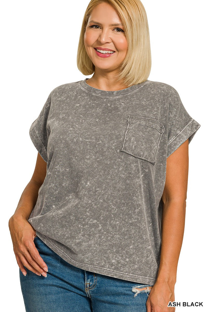 Plus Halo Snow Washed Cuffed Short Sleeve Tee