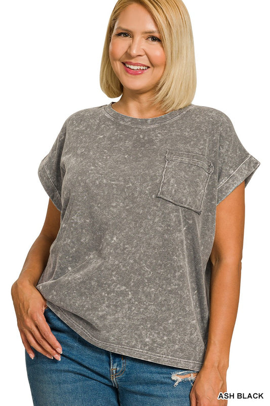 Plus Halo Snow Washed Cuffed Short Sleeve Tee
