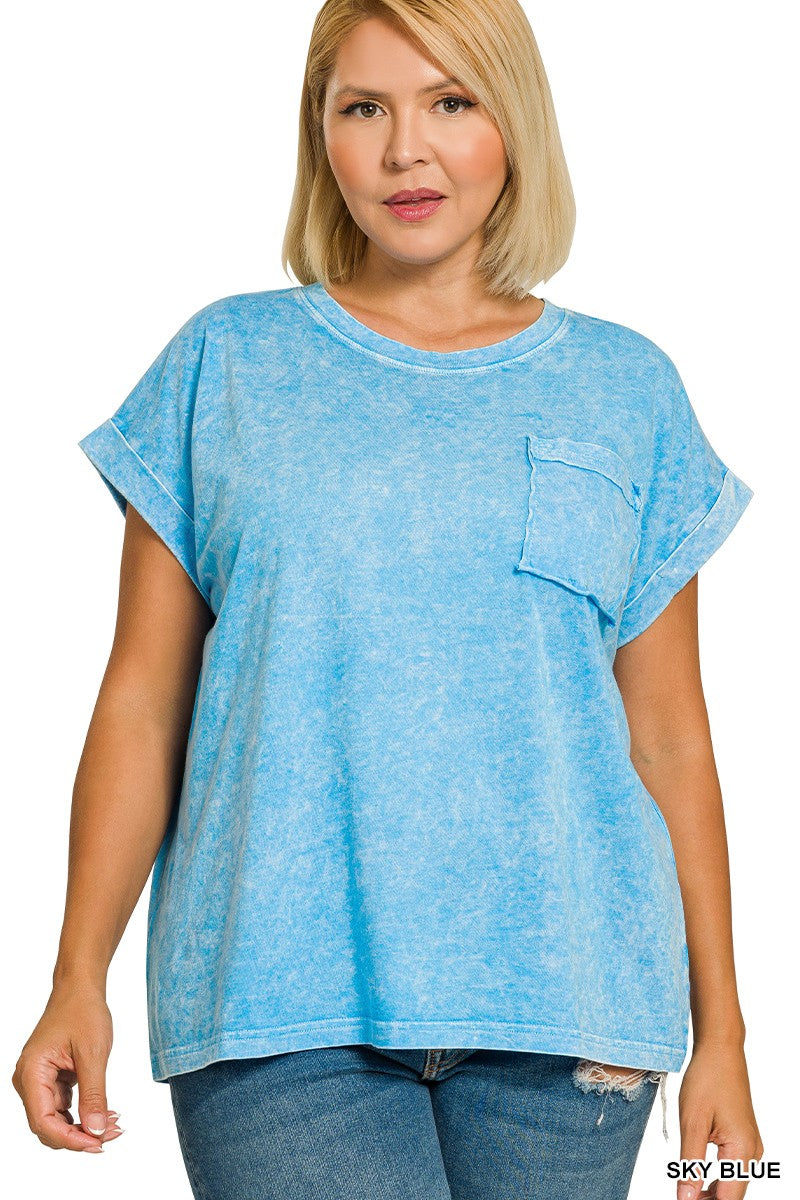 Plus Halo Snow Washed Cuffed Short Sleeve Tee