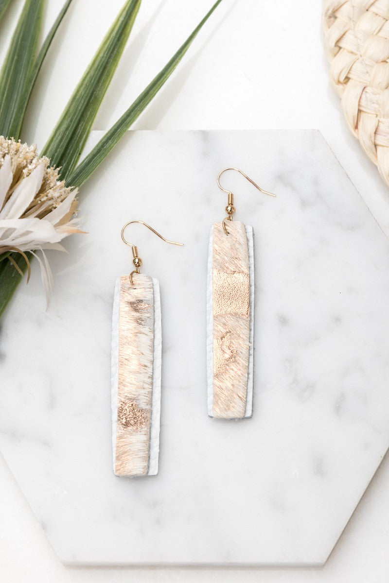 Acid Wash Leather Bar Earrings
