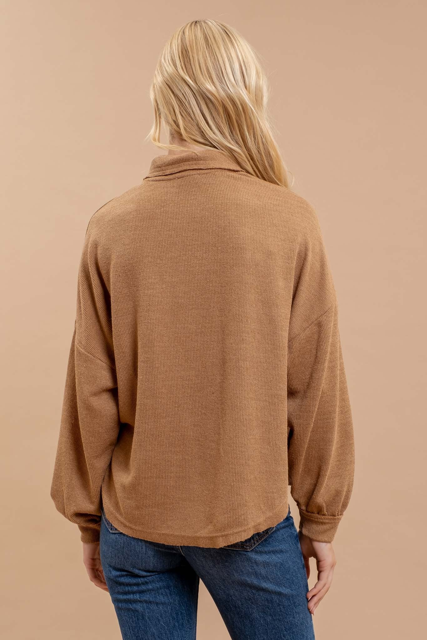 Collared Raw Edge Knit Top