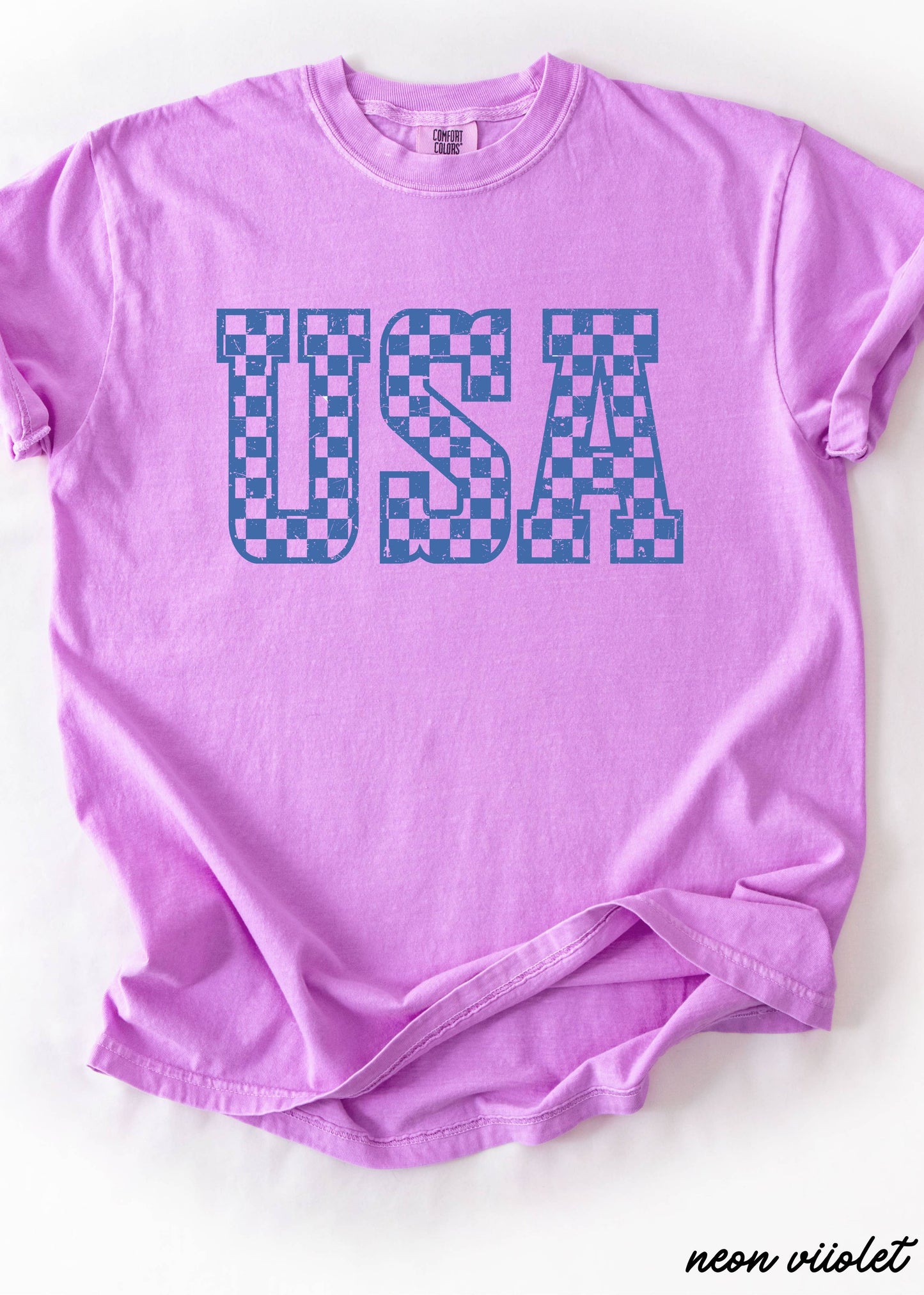 Checkered USA Tee *12 Colors (S-3X)