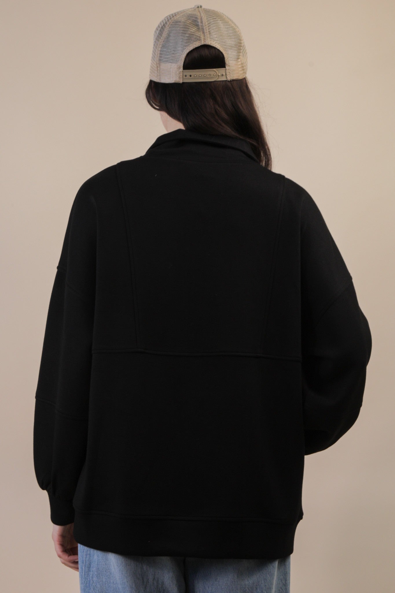 Half Zip Up Oversized Casual Comfy Knit Top