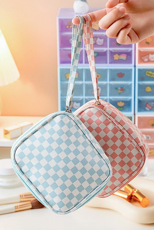 Checker Cosmetic Makeup Travel Pouch Bag