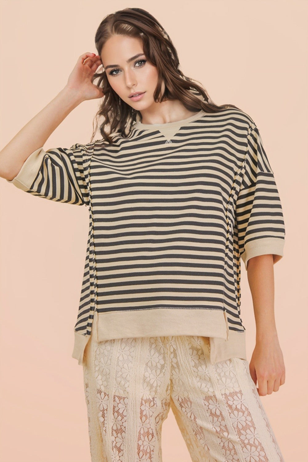 Oversized Stripe Casual Knit Top