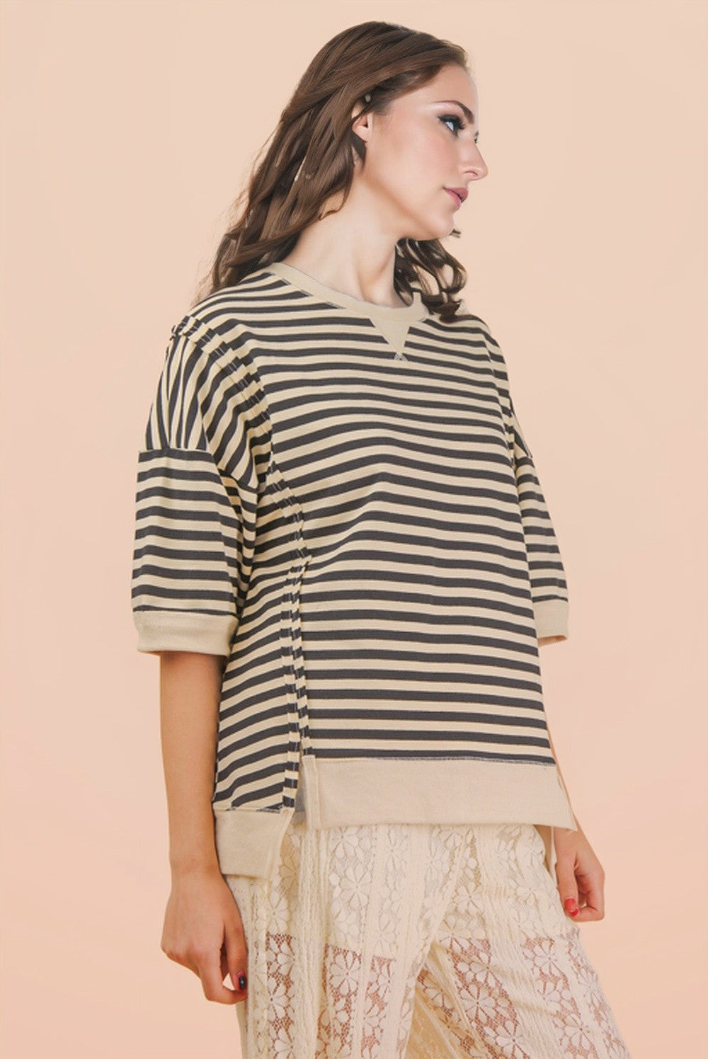 Oversized Stripe Casual Knit Top