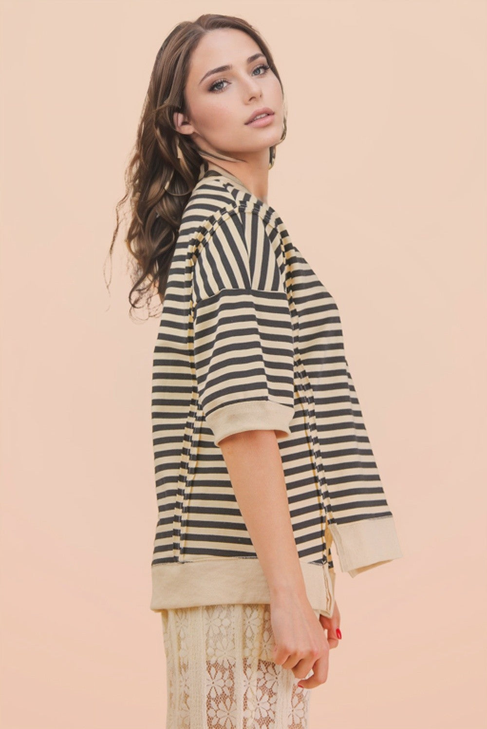 Oversized Stripe Casual Knit Top