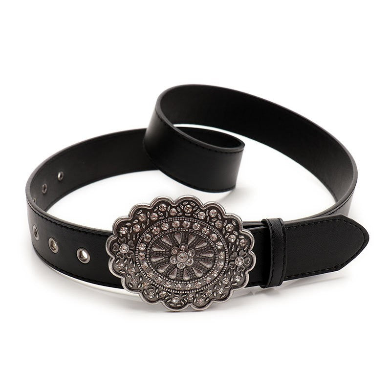 Western Oval Buckle Fashion Leather Belt