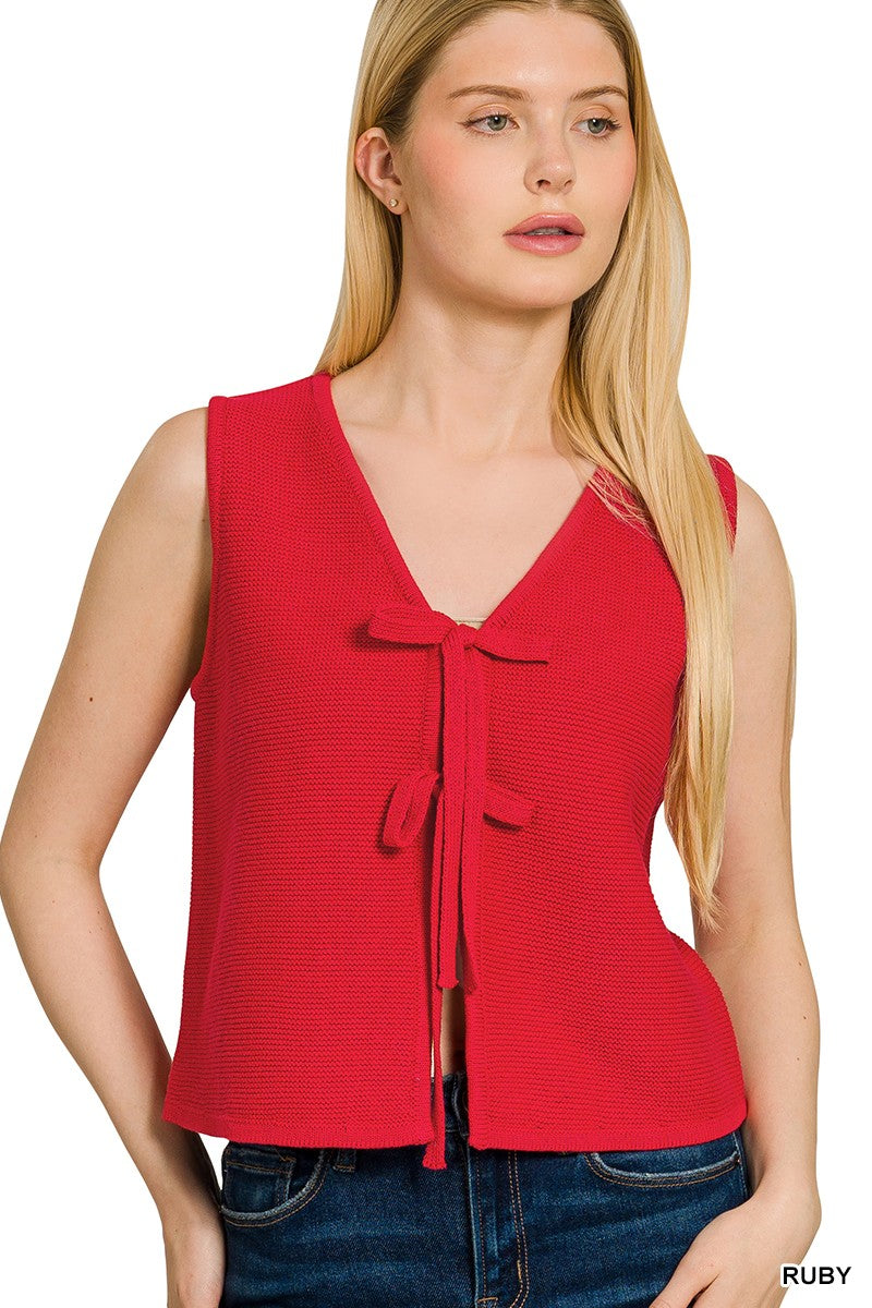 Tie Front Sweater Vest