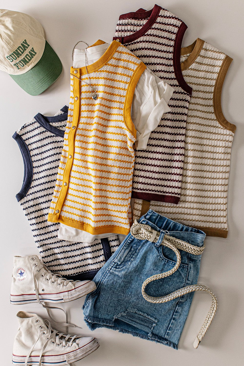 Stripe Knit Button Down Top