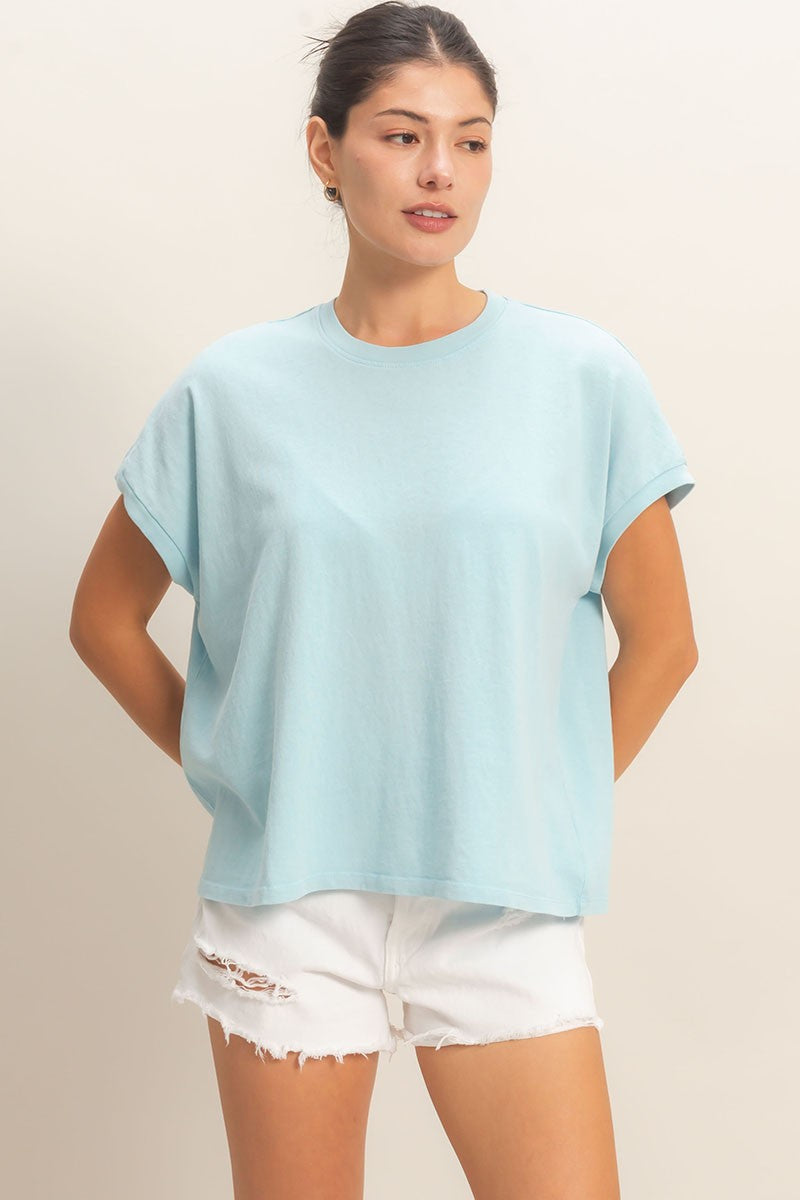 Capped Sleeve Mineral Wash T-shirt