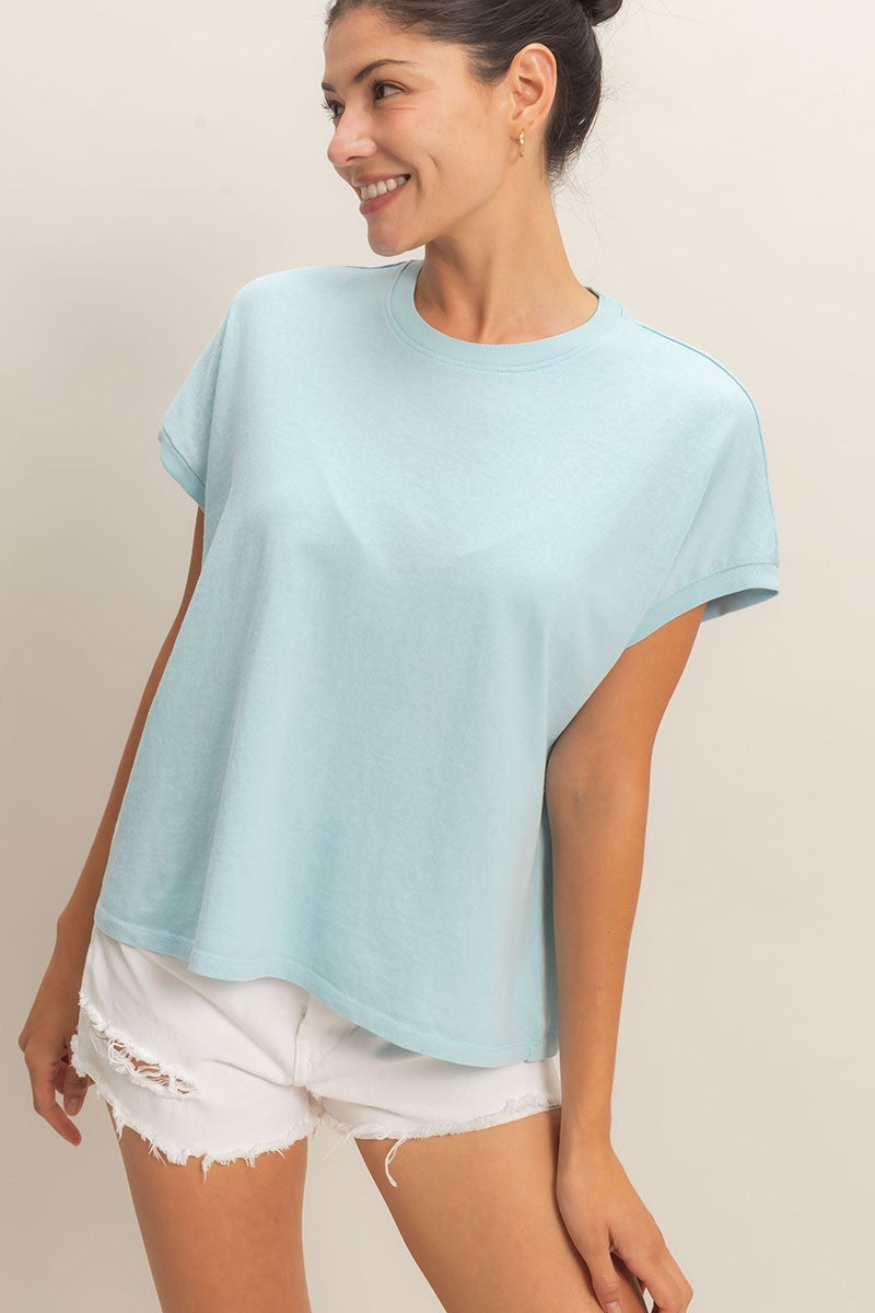Capped Sleeve Mineral Wash T-shirt