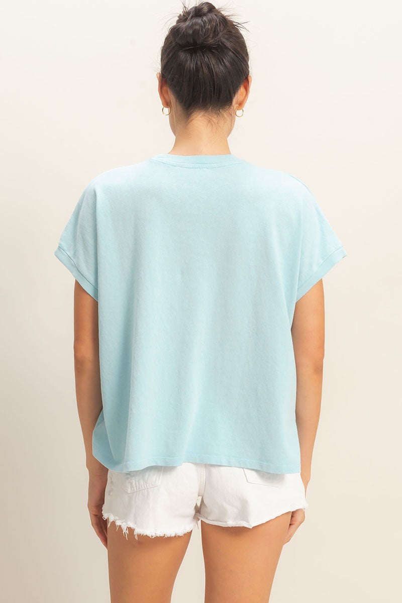 Capped Sleeve Mineral Wash T-shirt