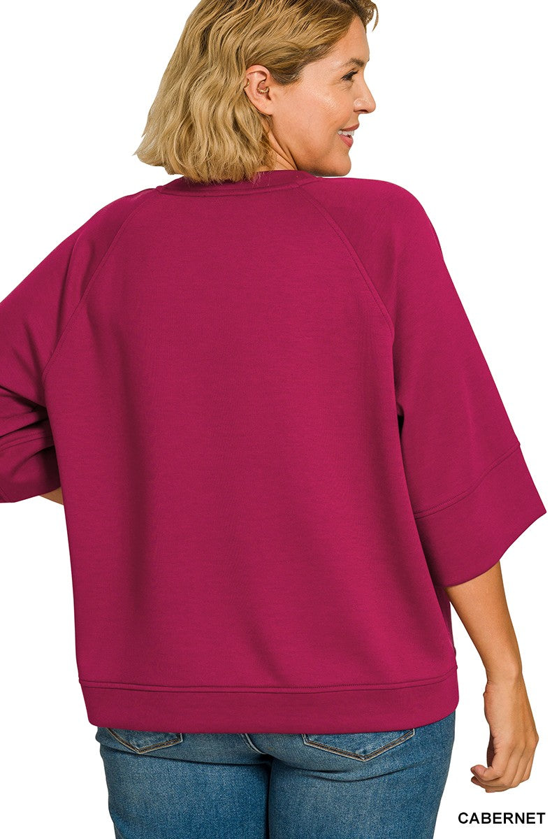 Plus Scuba 3/4 Sleeve Pullover