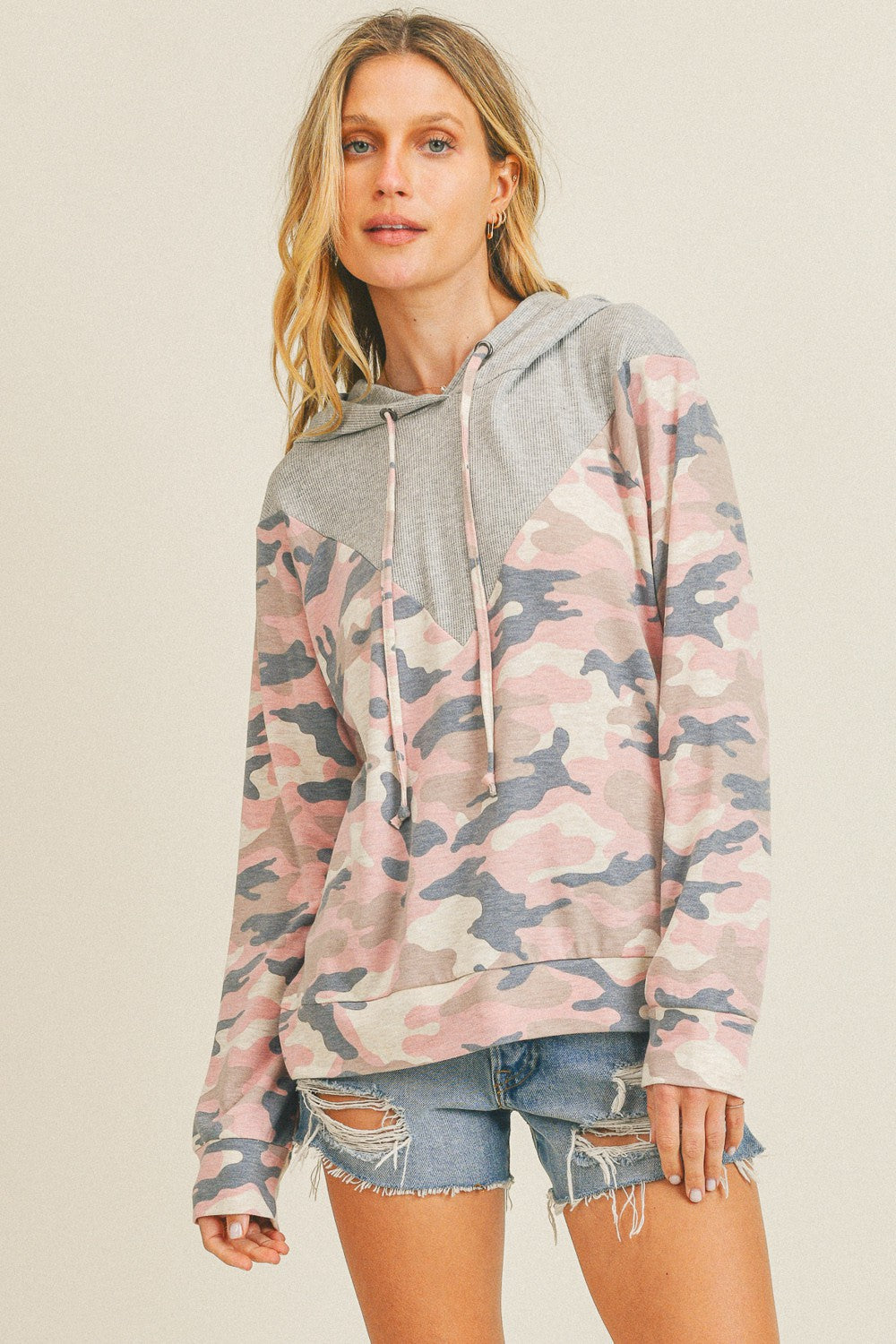 Camoflauge Chevron Hoodie Top
