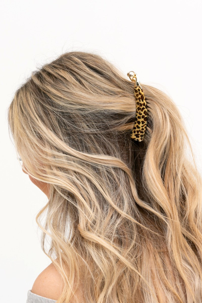 Leopard Banana Claw Clip