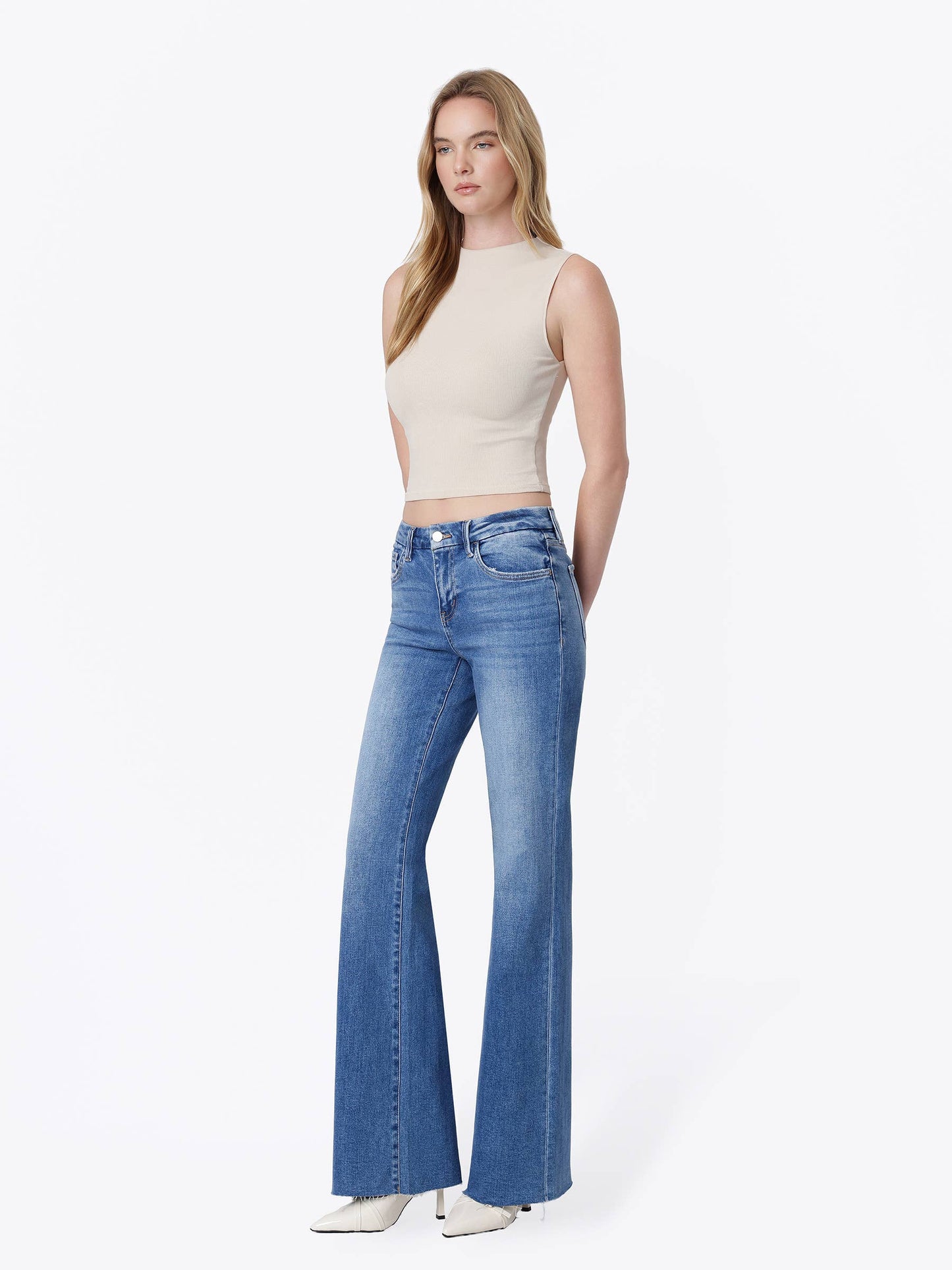 MID RISE SEAMLESS WAISTBAND VINTAGE FLARE JEANS LV2177