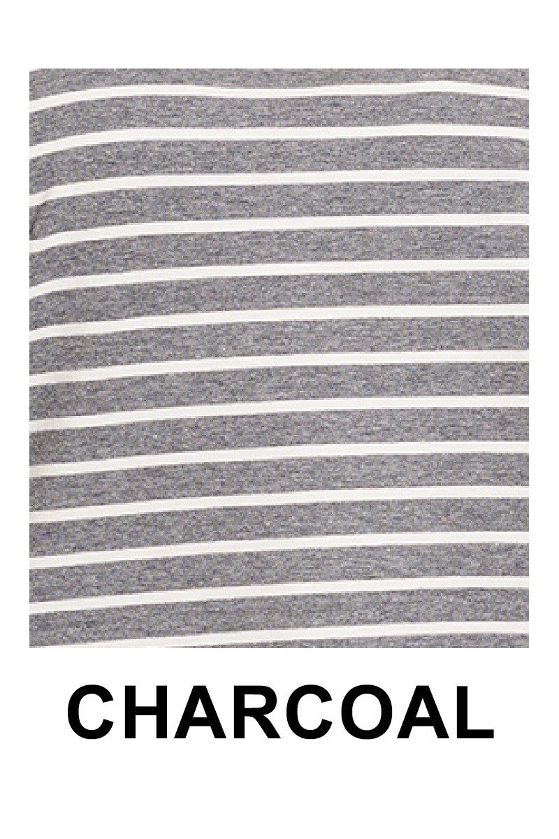 Plus Striped Contrast Trim Rib Banded Top